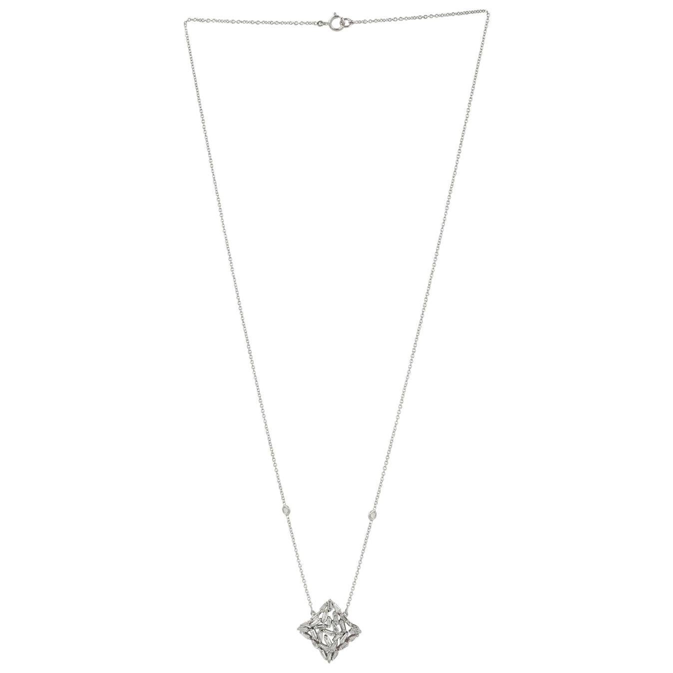 Diamond 18 Karat Gold Pendant Necklace For Sale