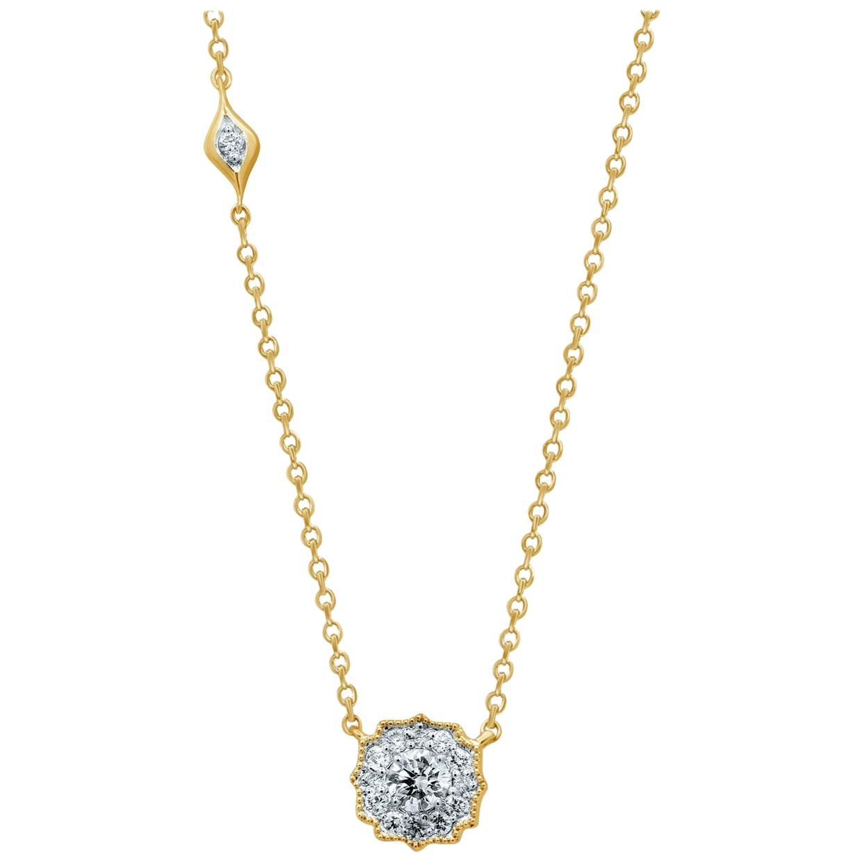 Riviera-Halskette mit Diamant-Anhänger aus 18 Karat Gold im Angebot