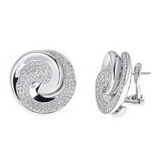 Roberto Coin Diamond Accent Pave Diamond Clip On Earrings 18k White Gold