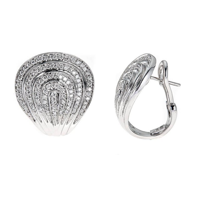 1.12 CTW Diamond Pave Clip on Earrings in 18 karat White Gold By Robert