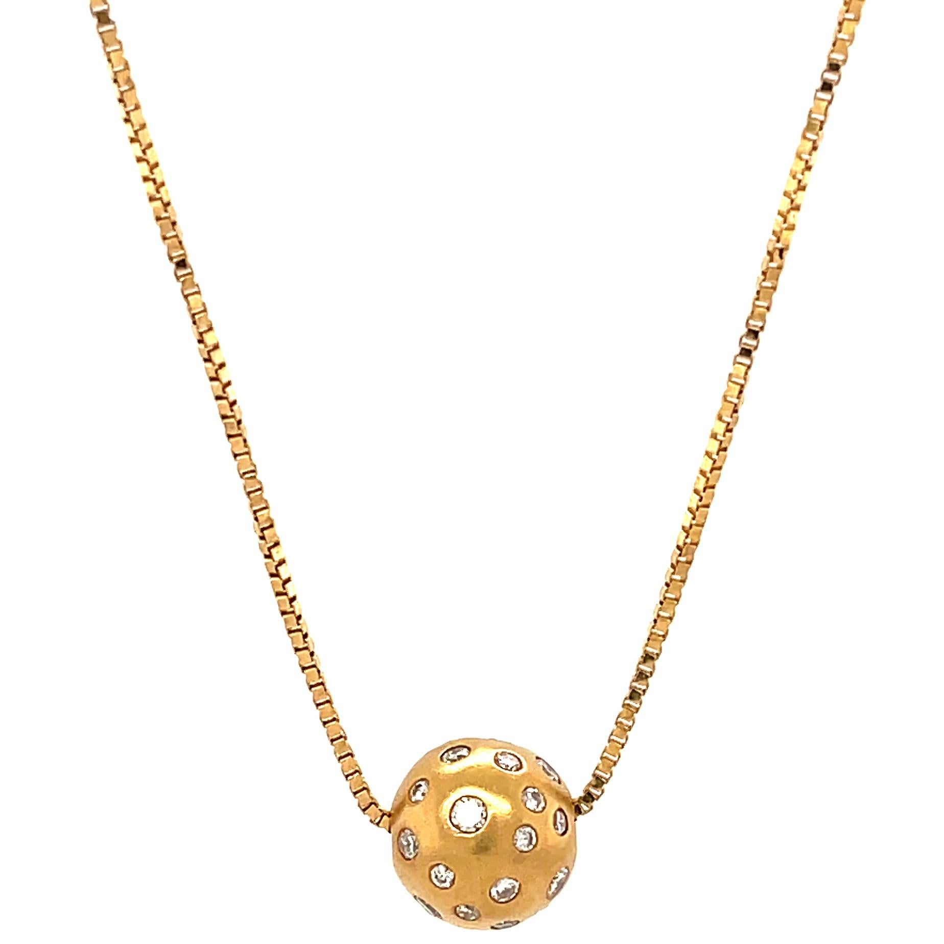 Diamond 18 Karat Gold Sphere Necklace In Excellent Condition In Beverly Hills, CA