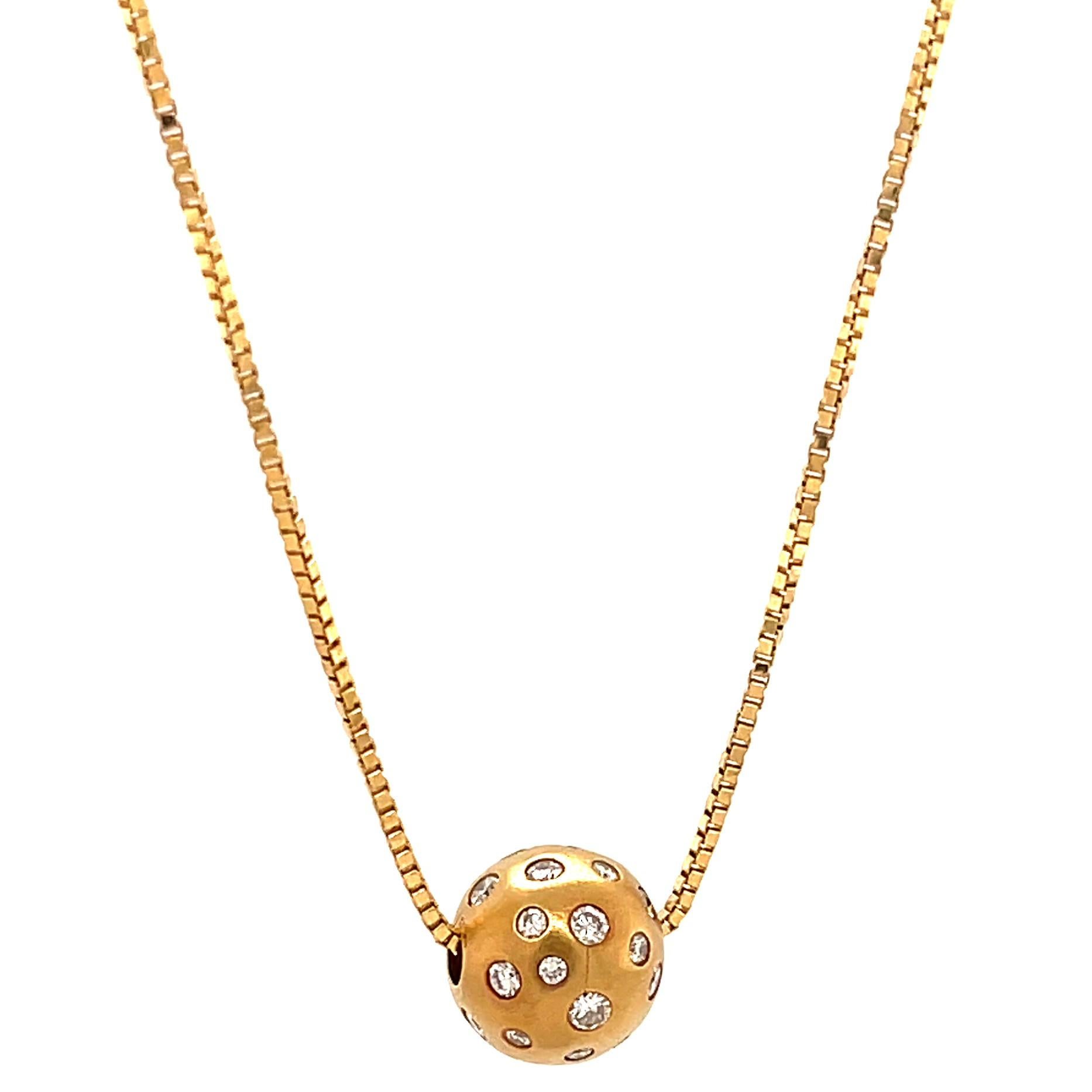 Women's or Men's Diamond 18 Karat Gold Sphere Necklace