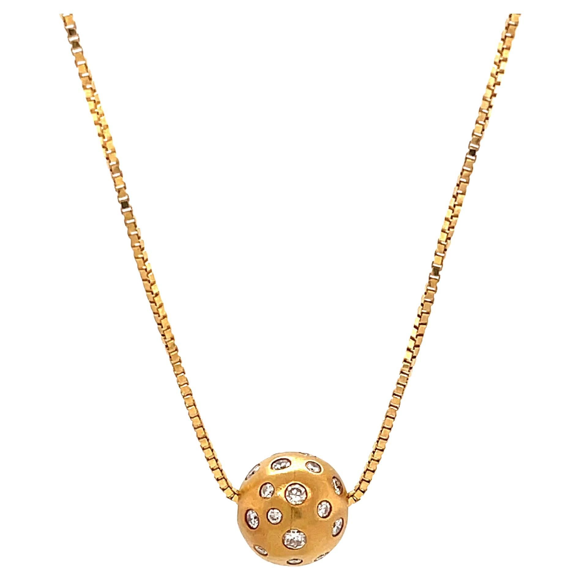 Diamond 18 Karat Gold Sphere Necklace