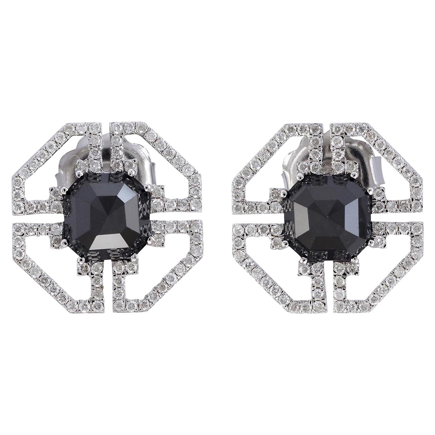 Fancy Diamond 18 Karat Gold Stud Earrings For Sale