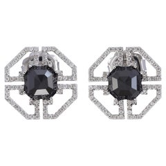 Fancy Diamond 18 Karat Gold Stud Earrings