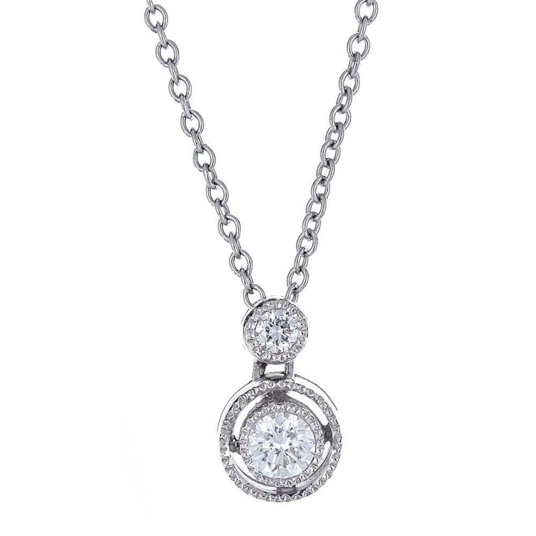 1/5 TCW Round Diamond Pendant Chain Necklace in 18k White Gold by