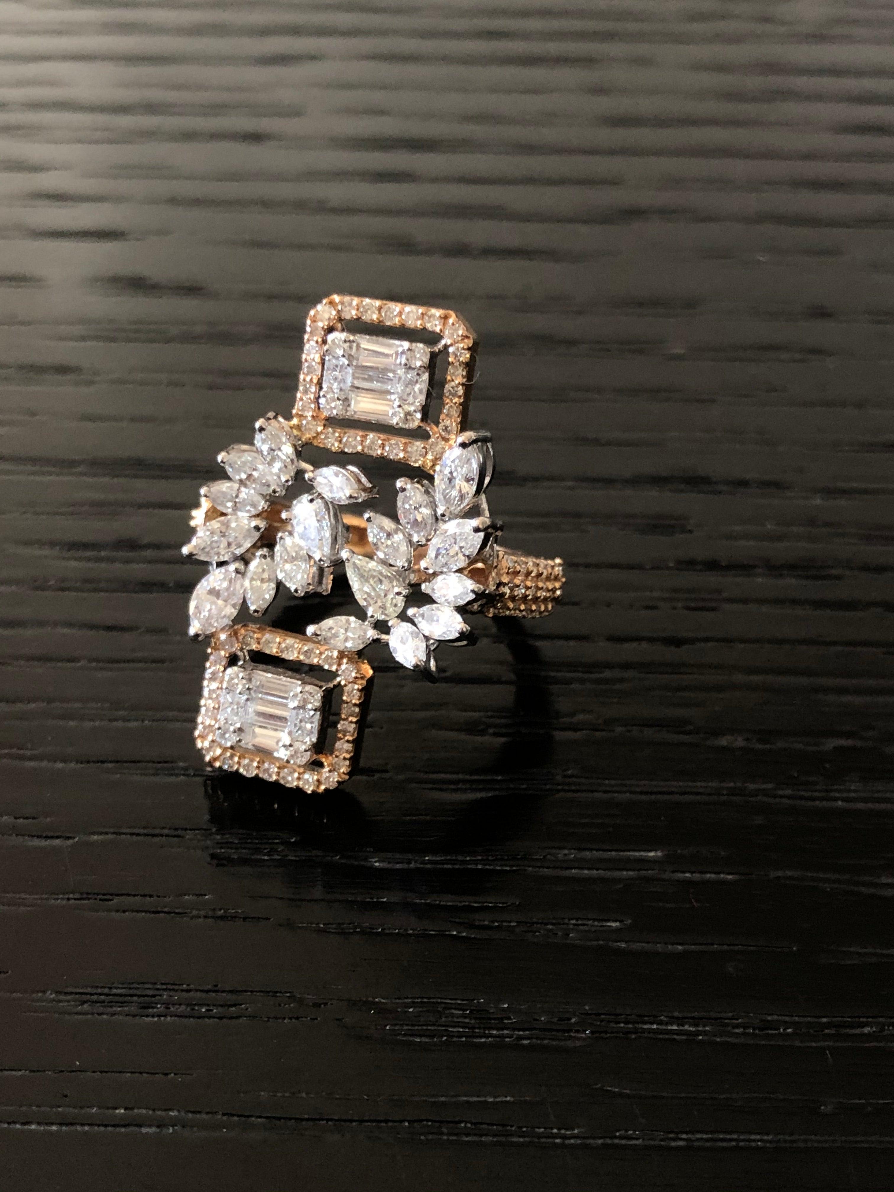 For Sale:  Diamond 18 Karat Rose Gold Cocktail Ring 4