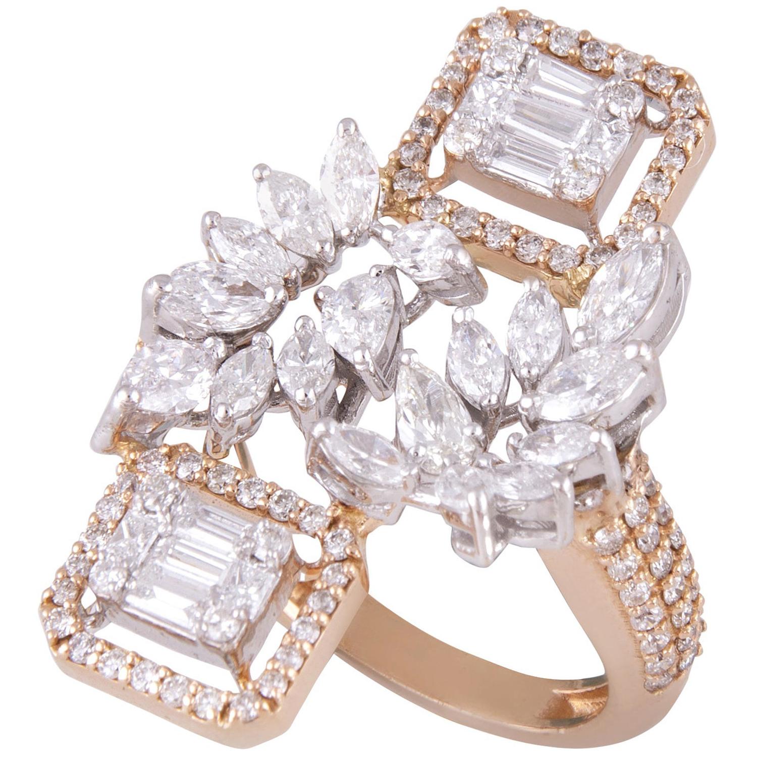 For Sale:  Diamond 18 Karat Rose Gold Cocktail Ring