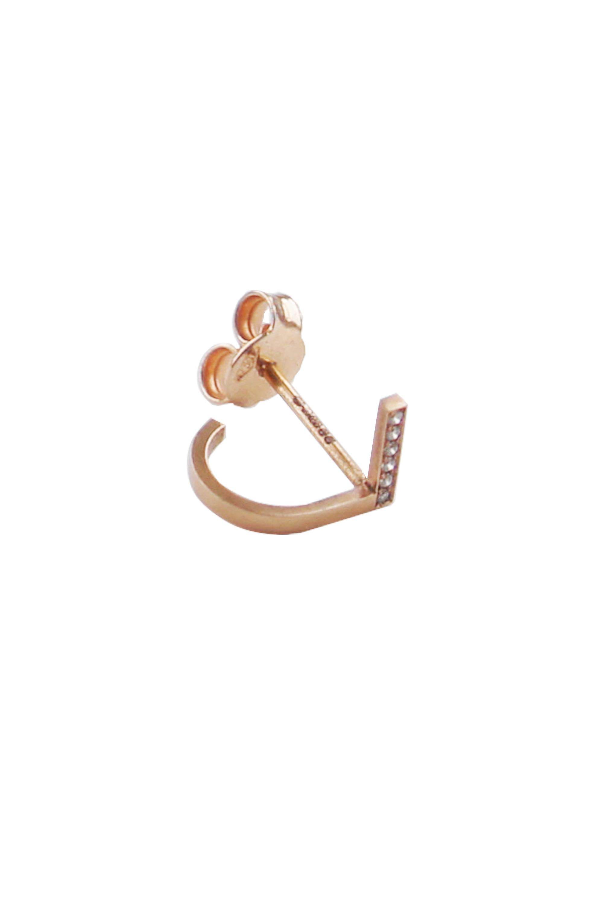 Boucles d'oreilles courbes en or rose 18 carats avec diamants Neuf - En vente à CLYDEBANK, GB