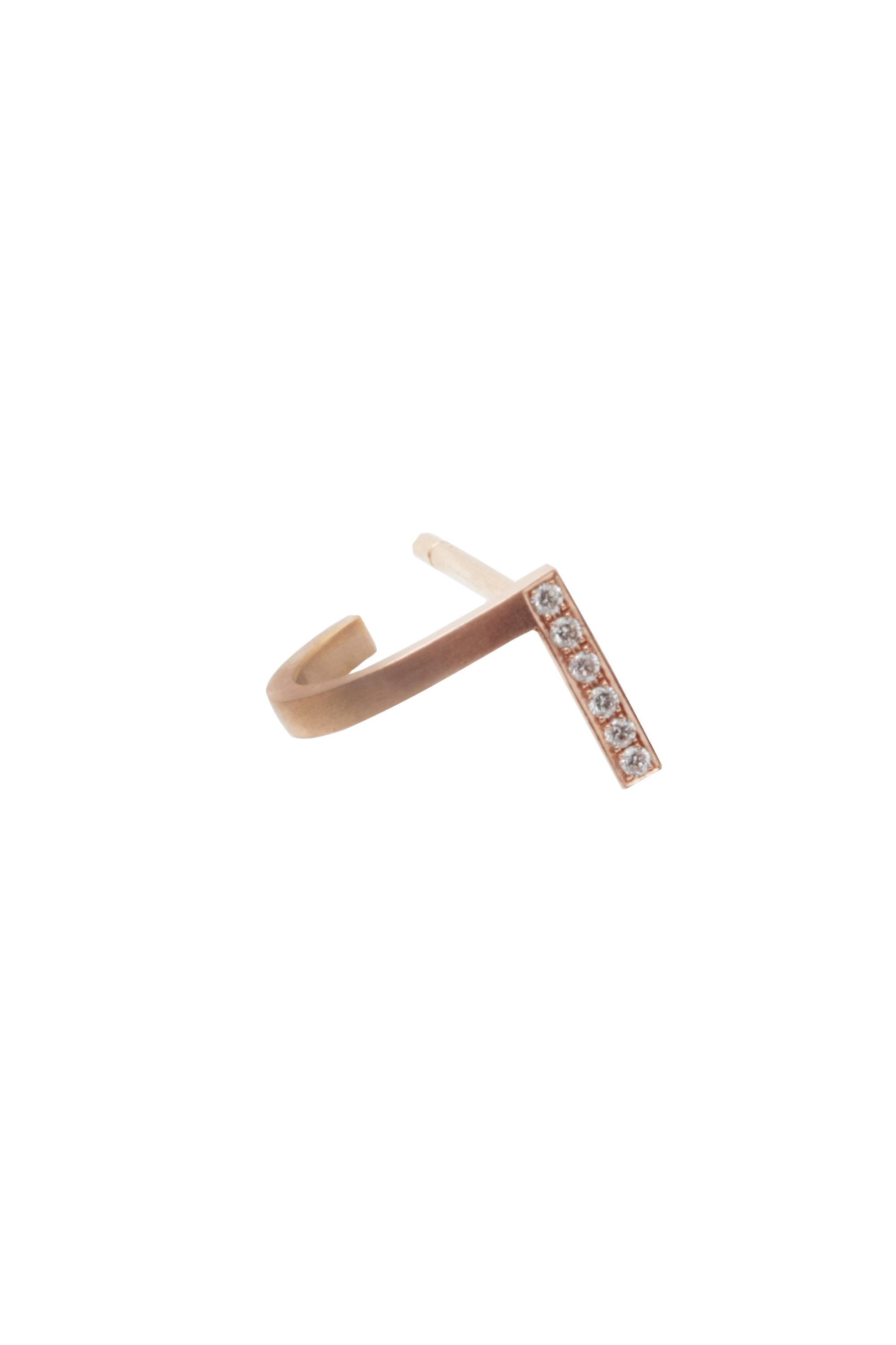 Women's Diamond 18-Karat Rose Gold Curve Earrings For Sale