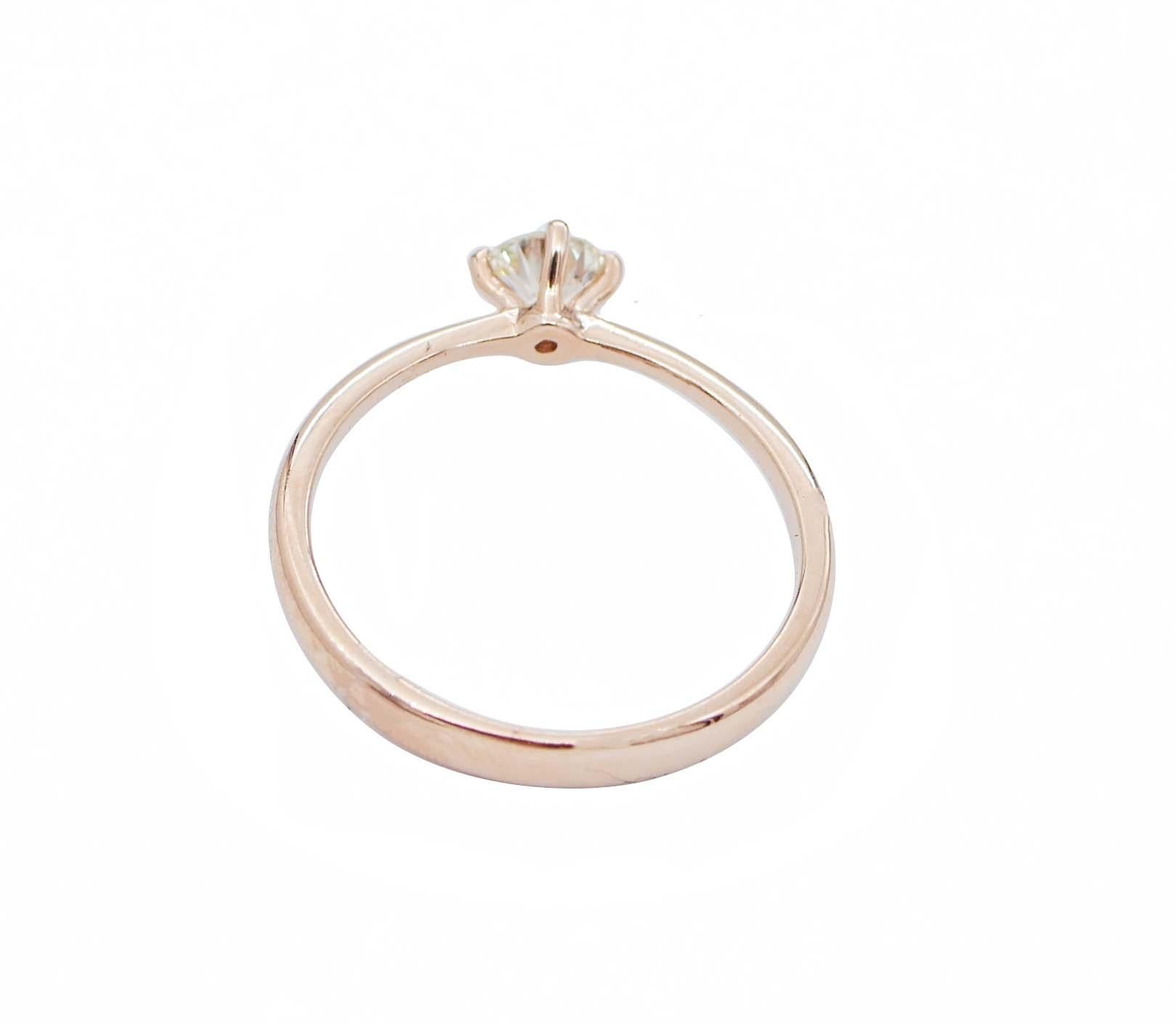 Modern Diamond, 18 Karat Rose Gold Solitaire Ring For Sale