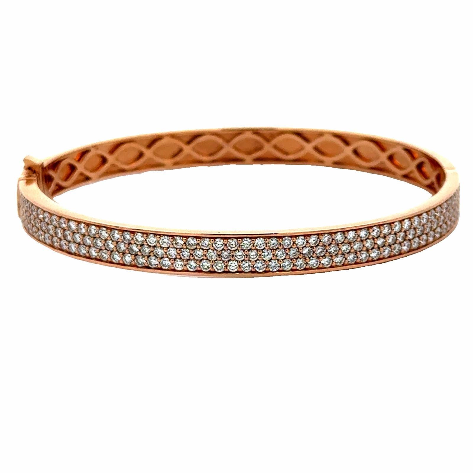 Moderno Bracciale a tre file in oro rosa 18 carati con diamante New Modern in vendita