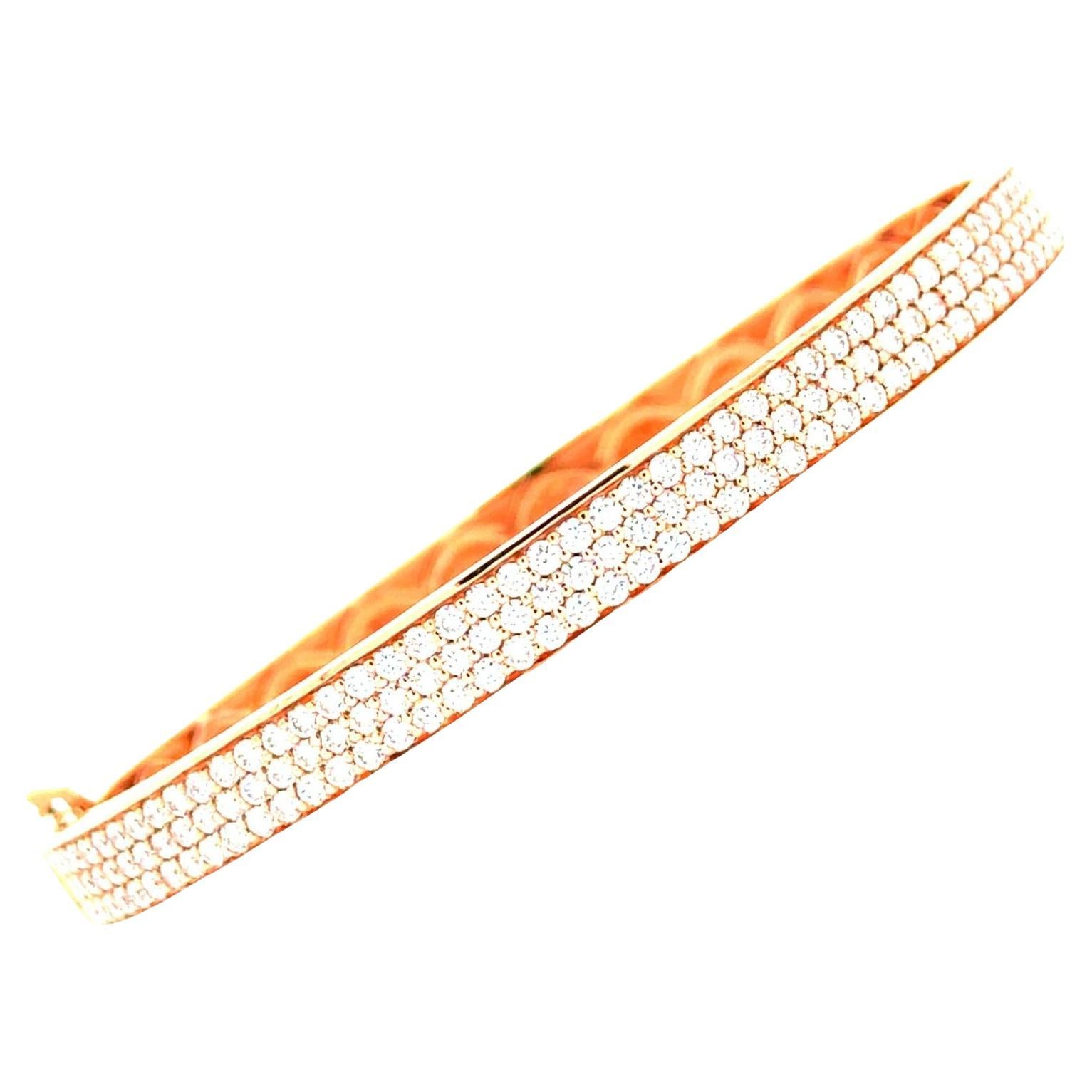 Bracciale a tre file in oro rosa 18 carati con diamante New Modern