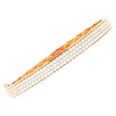 Diamond 18 Karat Rose Gold Three Row Bangle Bracelet New Modern