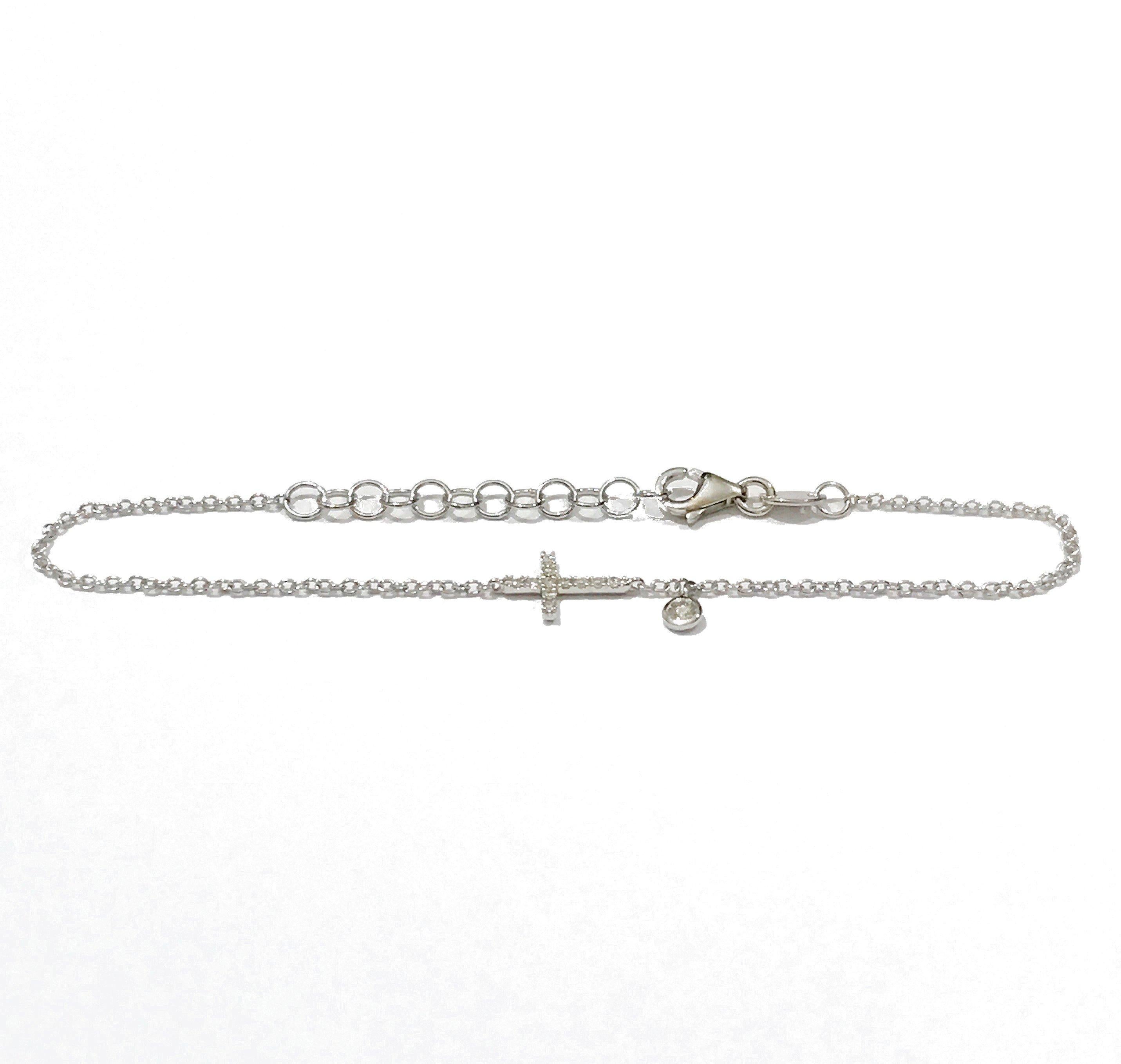 A timeless bracelet in 18 Karat solid white gold and high quality white diamonds. 
Easy to wear, makes a beautiful gift for many different occasions. 
All our jewellery are brand new.
We are a member of the UK National Association of jewellers and