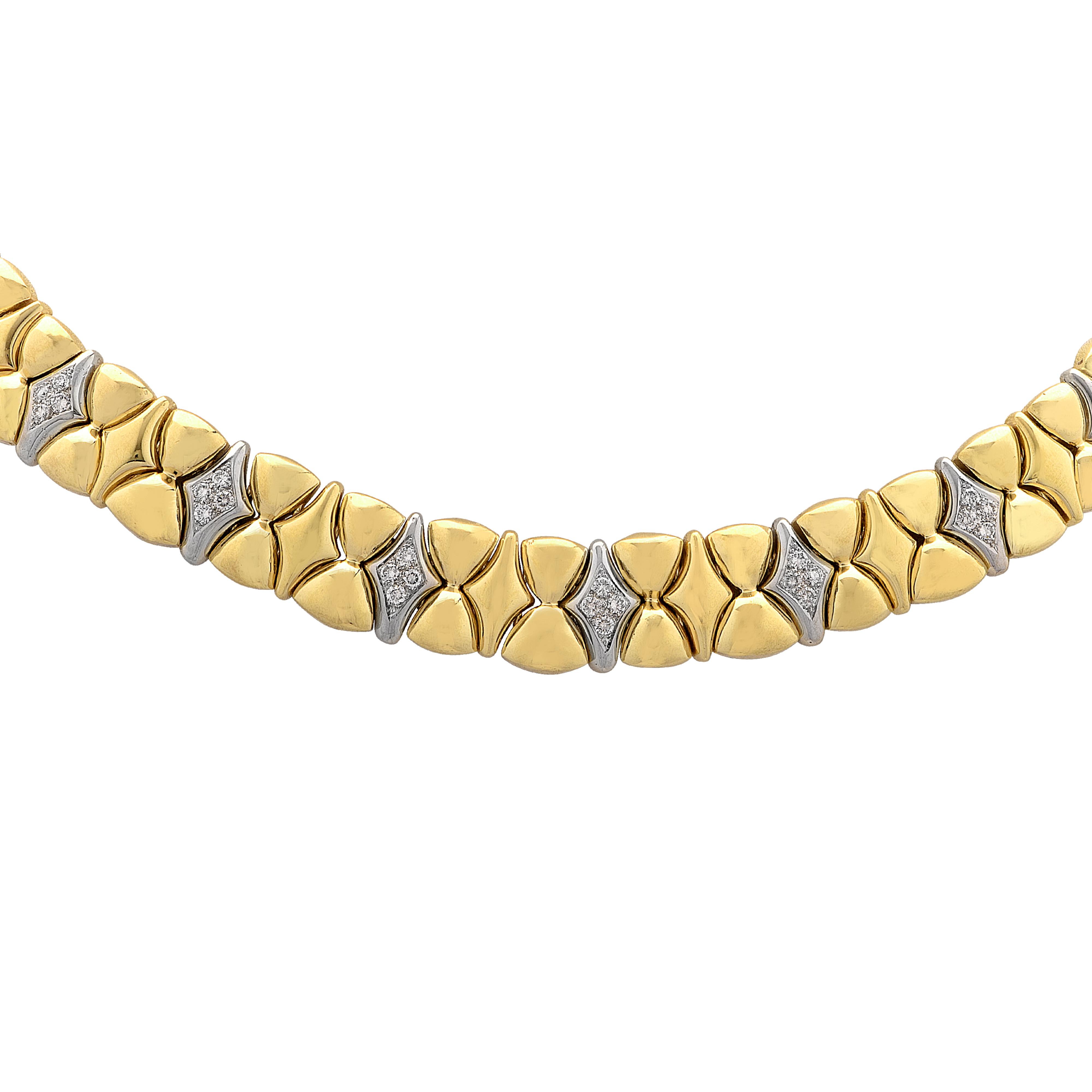 Diamond 18 Karat Two-Tone Gold Collar Necklace In Excellent Condition In Miami, FL