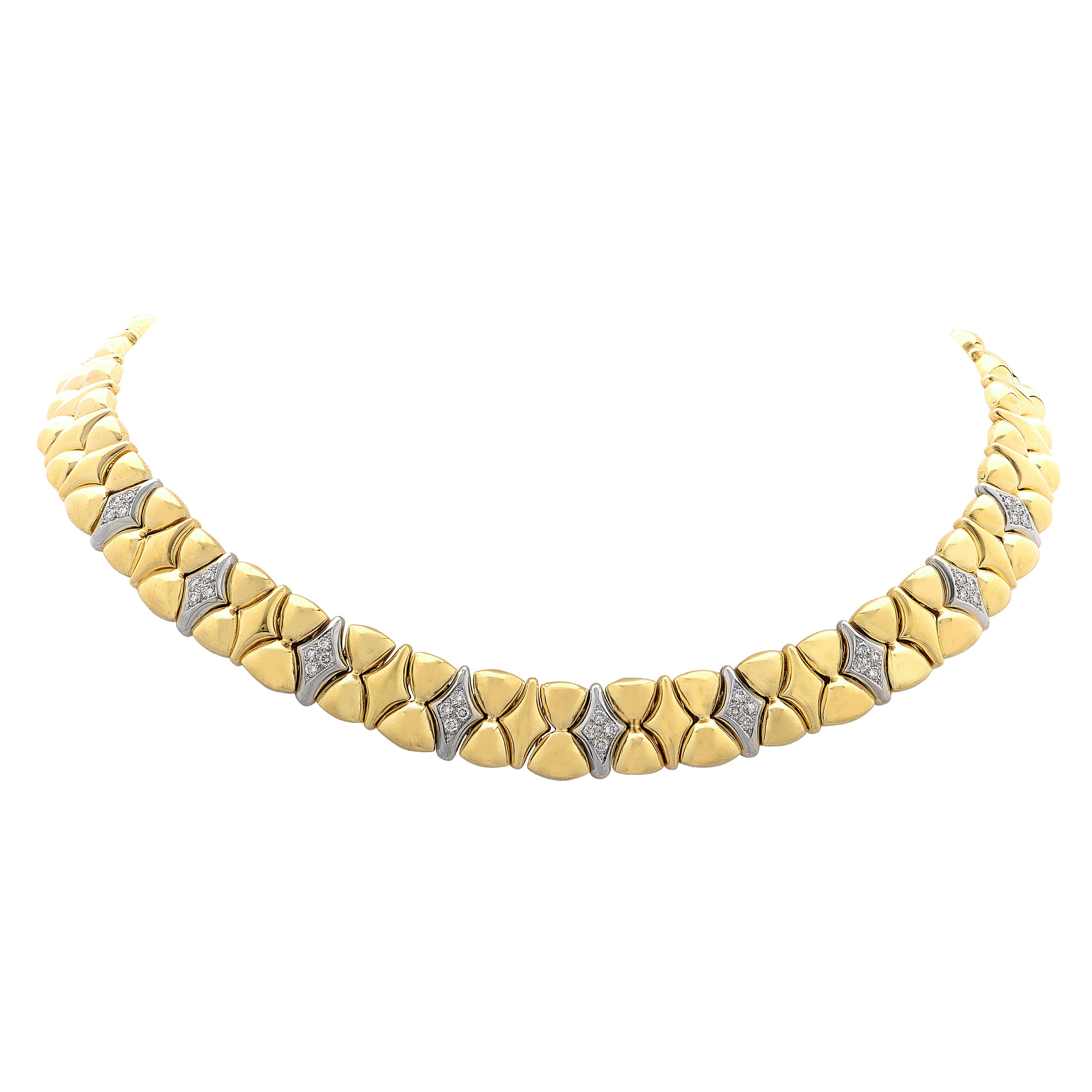 Diamond 18 Karat Two-Tone Gold Collar Necklace