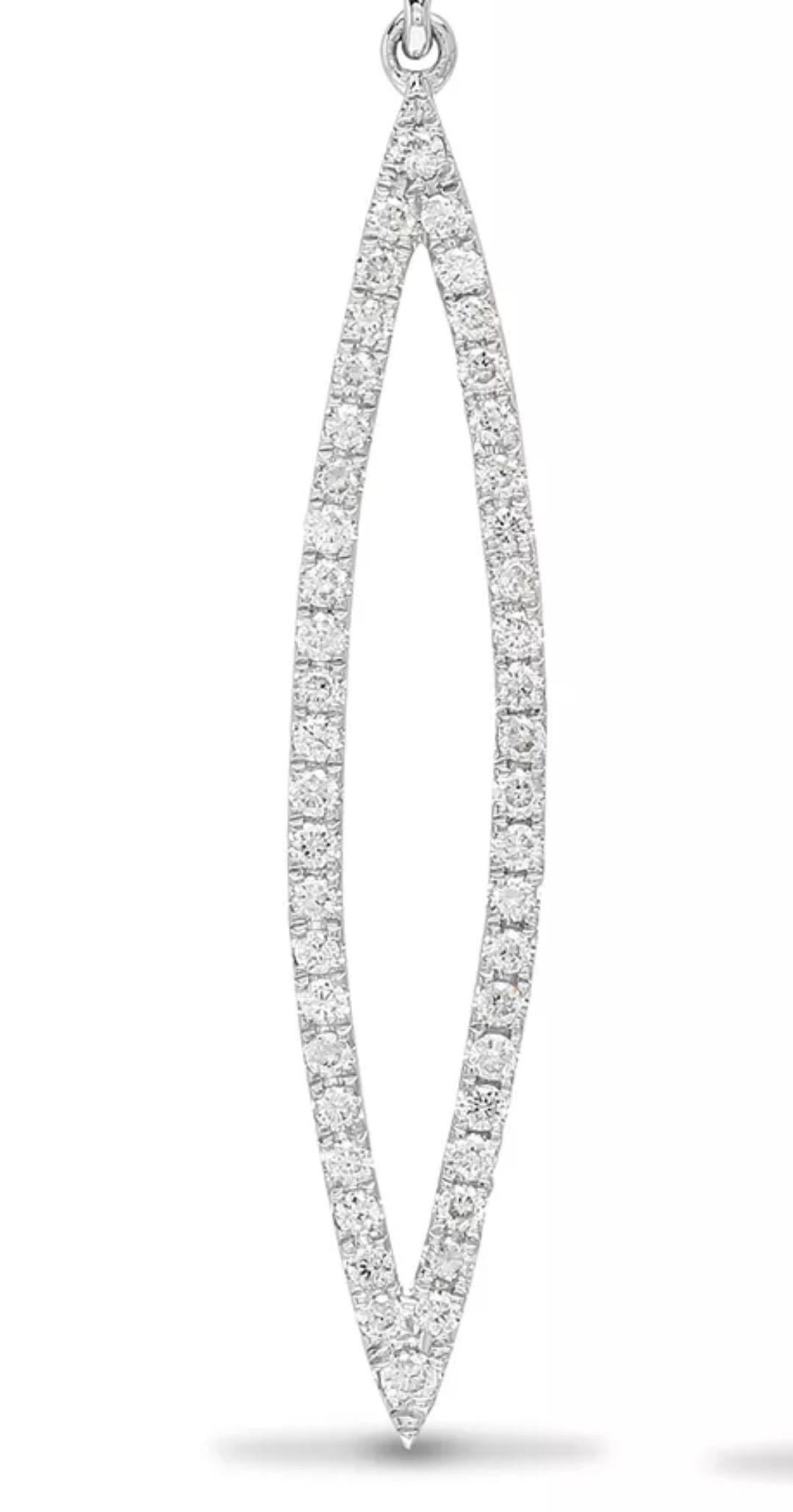 Moderne Clous d'oreilles en goutte London en or blanc 18 carats avec diamants ronds de 0,60 carat en vente
