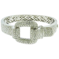 Diamond 18 Karat White Gold Buckle Bangle