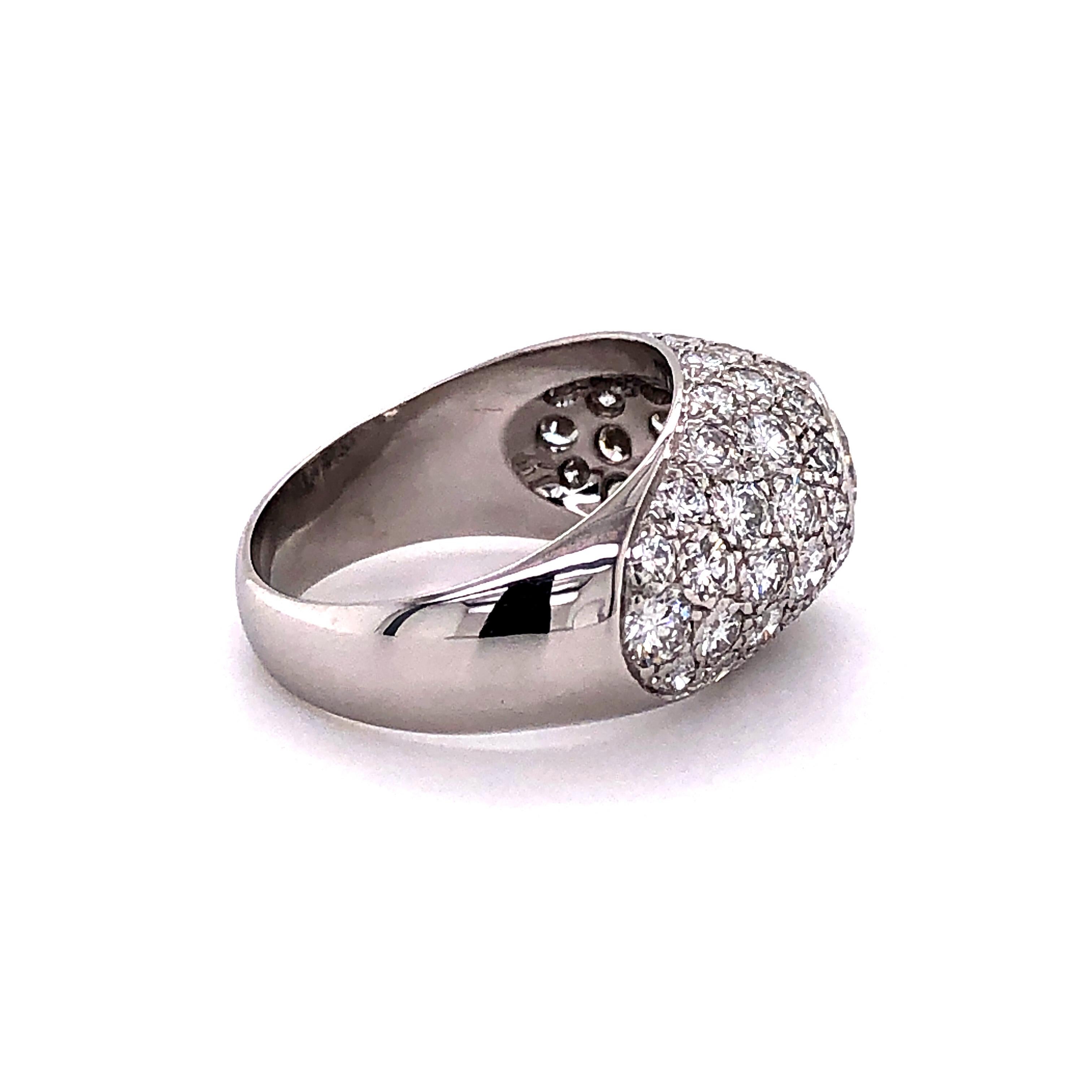 Diamond 18 Karat White Gold Dome Ring For Sale 4