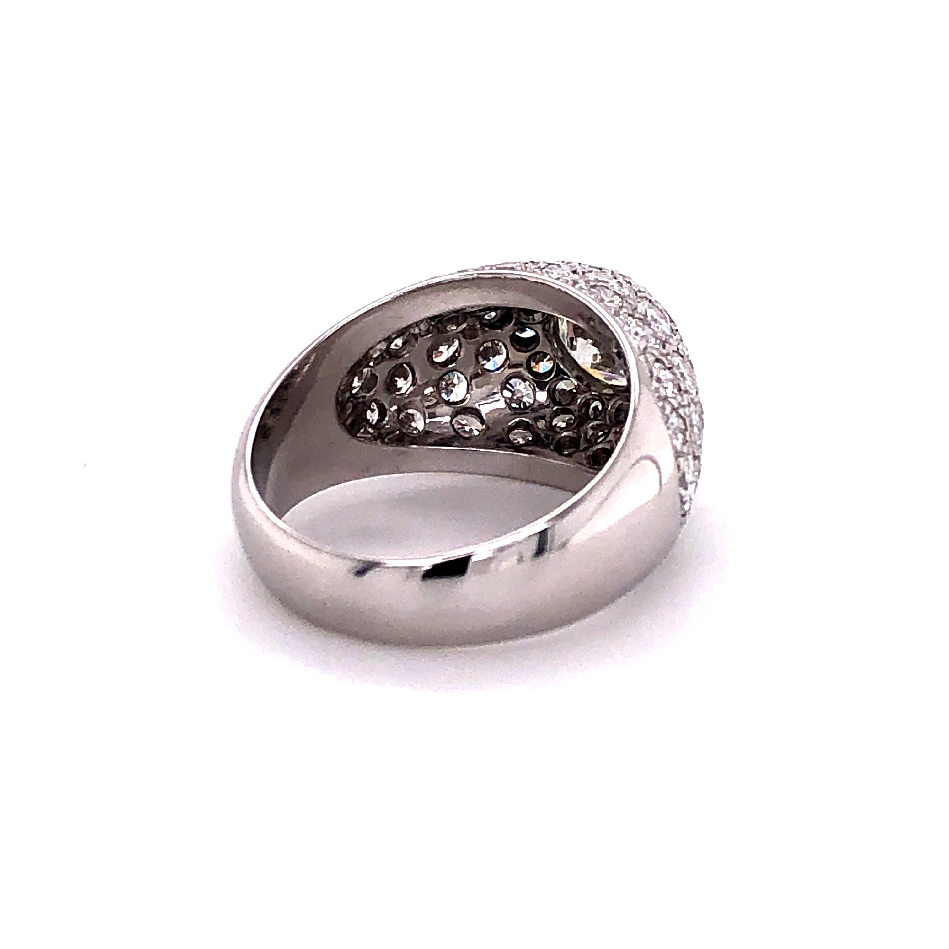 Diamond 18 Karat White Gold Dome Ring For Sale 5