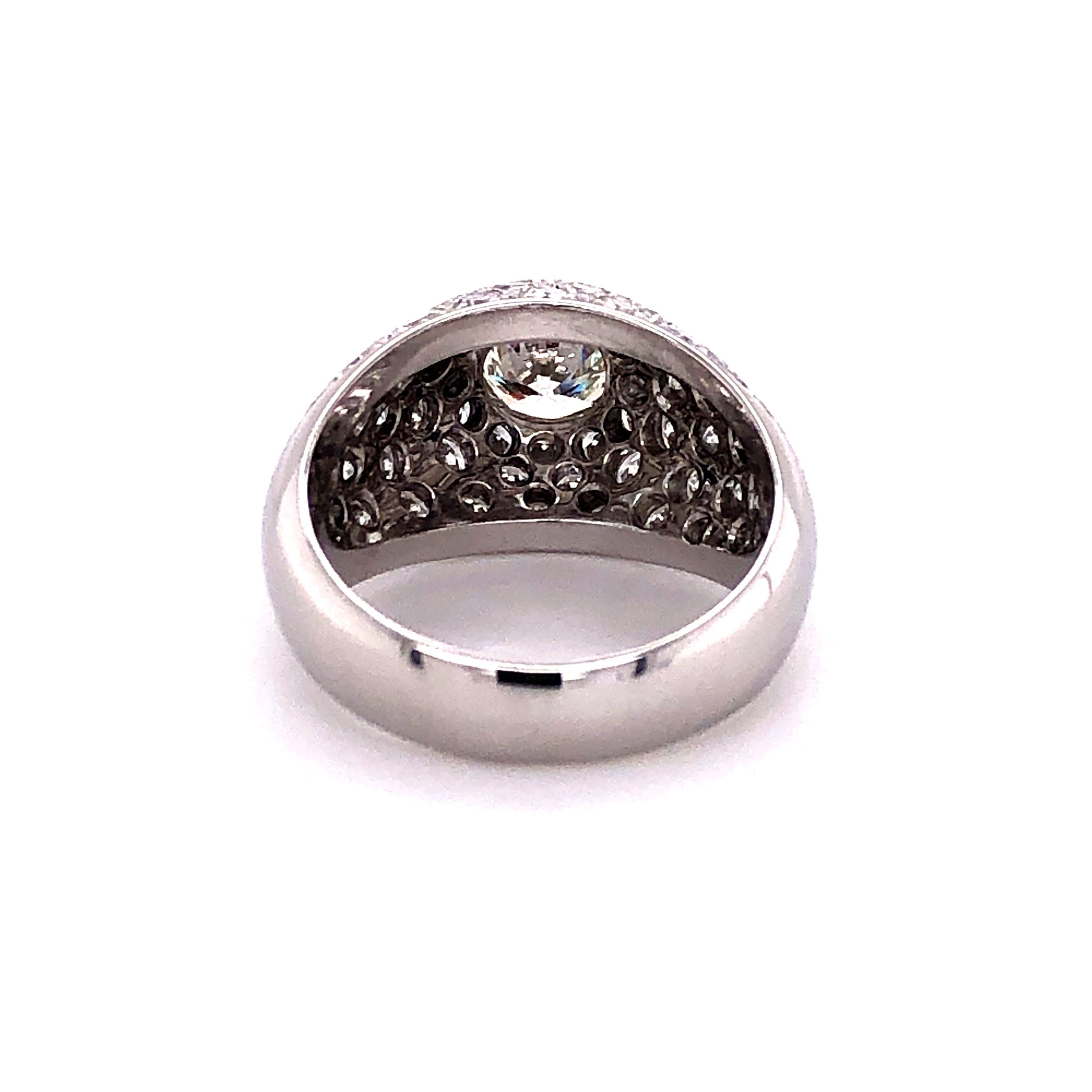 Diamond 18 Karat White Gold Dome Ring For Sale 6