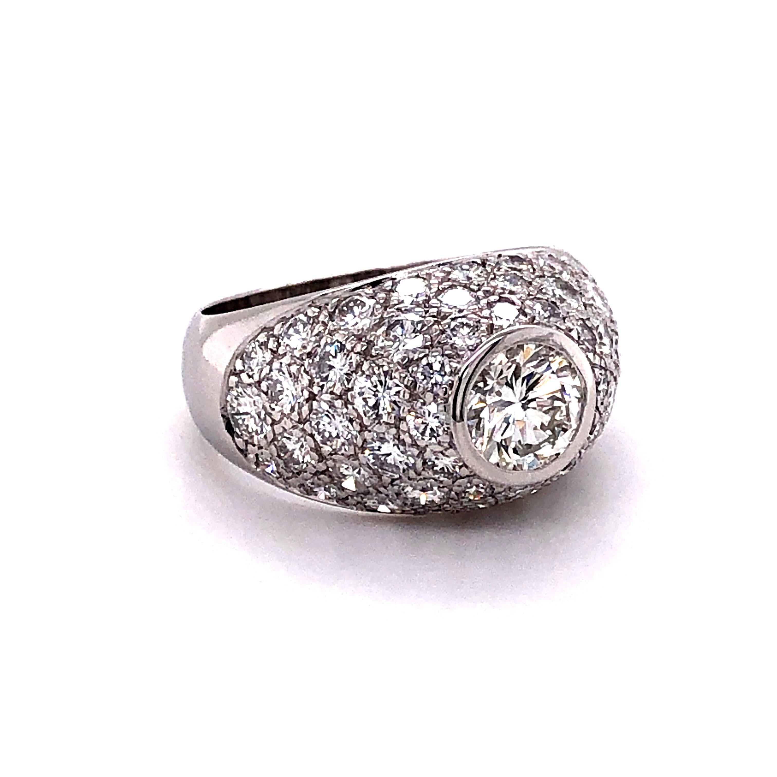 Modern Diamond 18 Karat White Gold Dome Ring