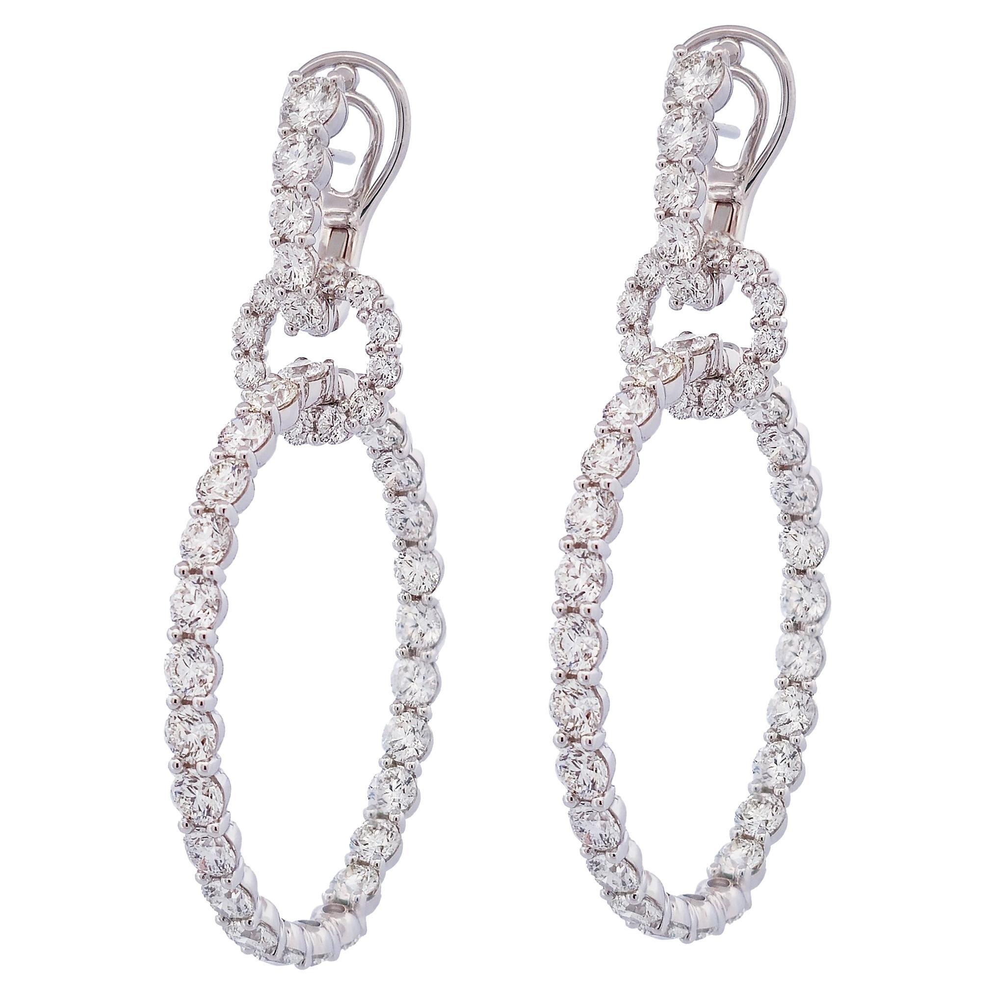 Pendientes Círculo Gota Oro Blanco 18 quilates Diamante