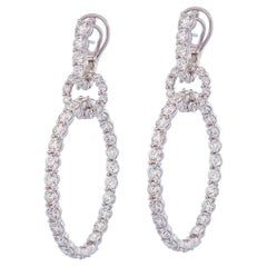 Diamond 18 Karat White Gold Drop Circle Earrings