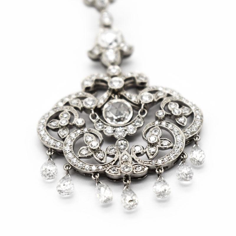 Women's Diamond 18 Karat White Gold Drop Earrings, 5.96 Carats For Sale