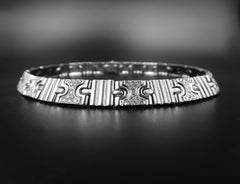 Diamond 18 Karat White Gold Flat Puzzle Link Necklace