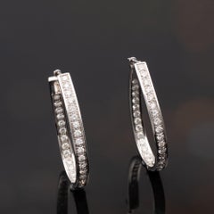 Diamond 18 Karat White Gold Hoop Earrings