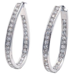 Pendientes de aro de oro blanco de 18 quilates con diamantes