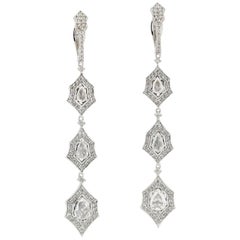 Diamond 18 Karat White Gold Triple Drop Earrings
