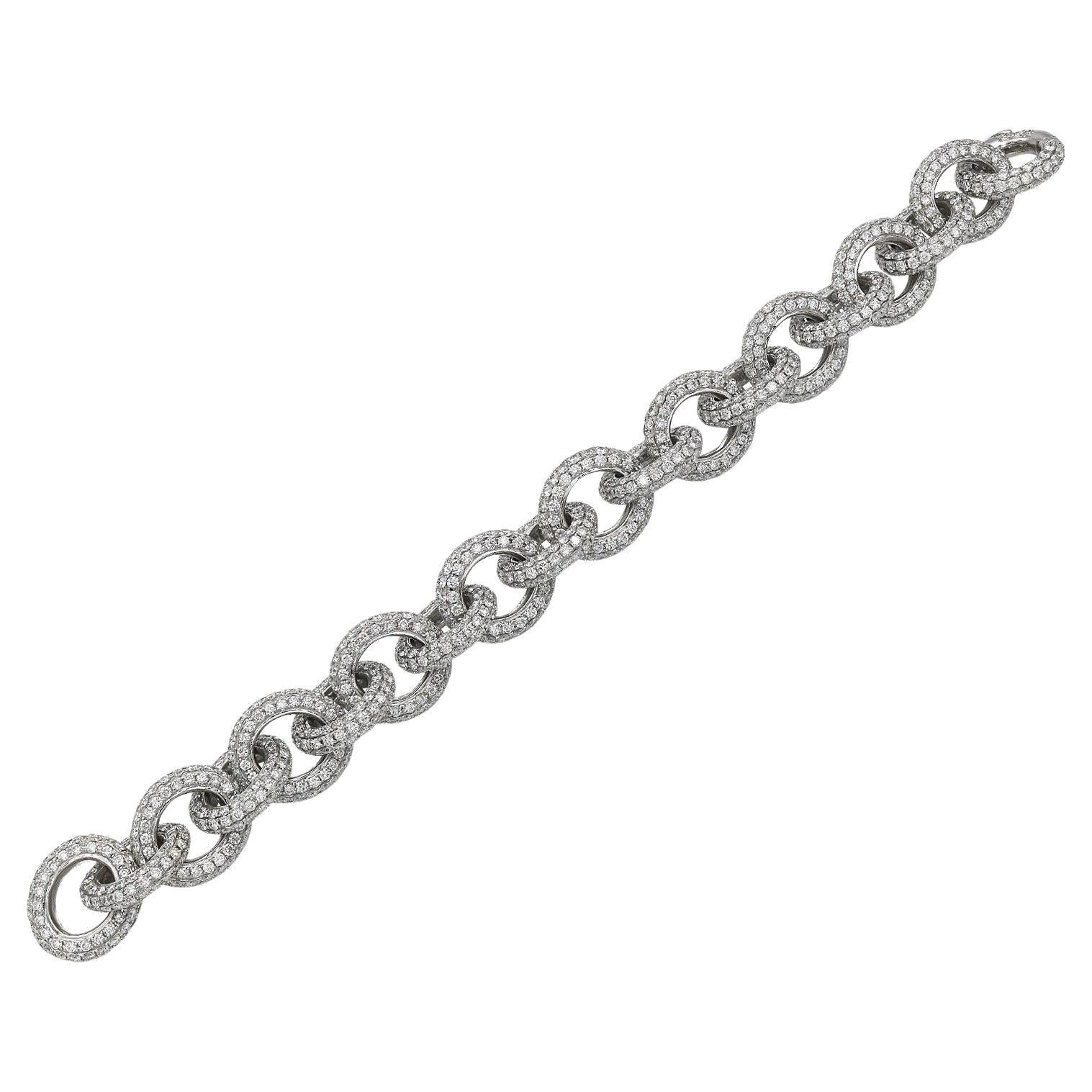 Spectra Fine Jewelry Diamond 18kt Gold Link Bracelet For Sale