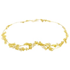 Anais Rheiner 18 Karat Yellow Gold Diamond Flower Necklace