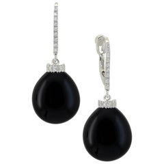 Diamond 18 Karat White Gold Onyx Gattopardo Earrings