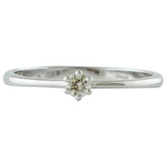 Diamond, 18 Karat White Gold Solitaire/ Engagement Ring