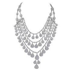 Diamond 18 Karat White Gold Three-Tier Necklace