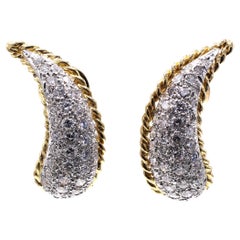 Pendientes de oro blanco y amarillo de 18 quilates con diamantes