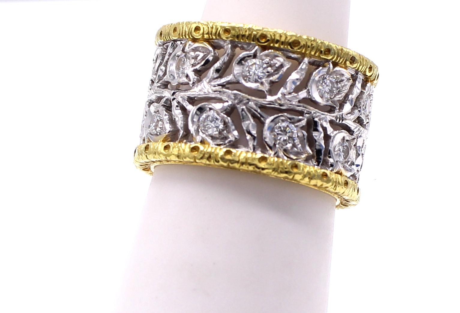 Fascia per l'eternità con diamante in oro bianco e giallo da 18 carati In condizioni ottime in vendita a New York, NY