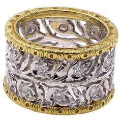 Anillo de Diamantes de 18 Kilates en Oro Blanco y Amarillo