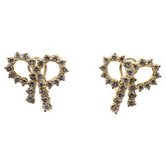 Pendientes de lazo de oro amarillo de 18 quilates con diamantes