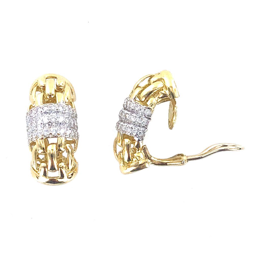 Modern Diamond 18 Karat Yellow Gold Clip Earrings Signed Ivan