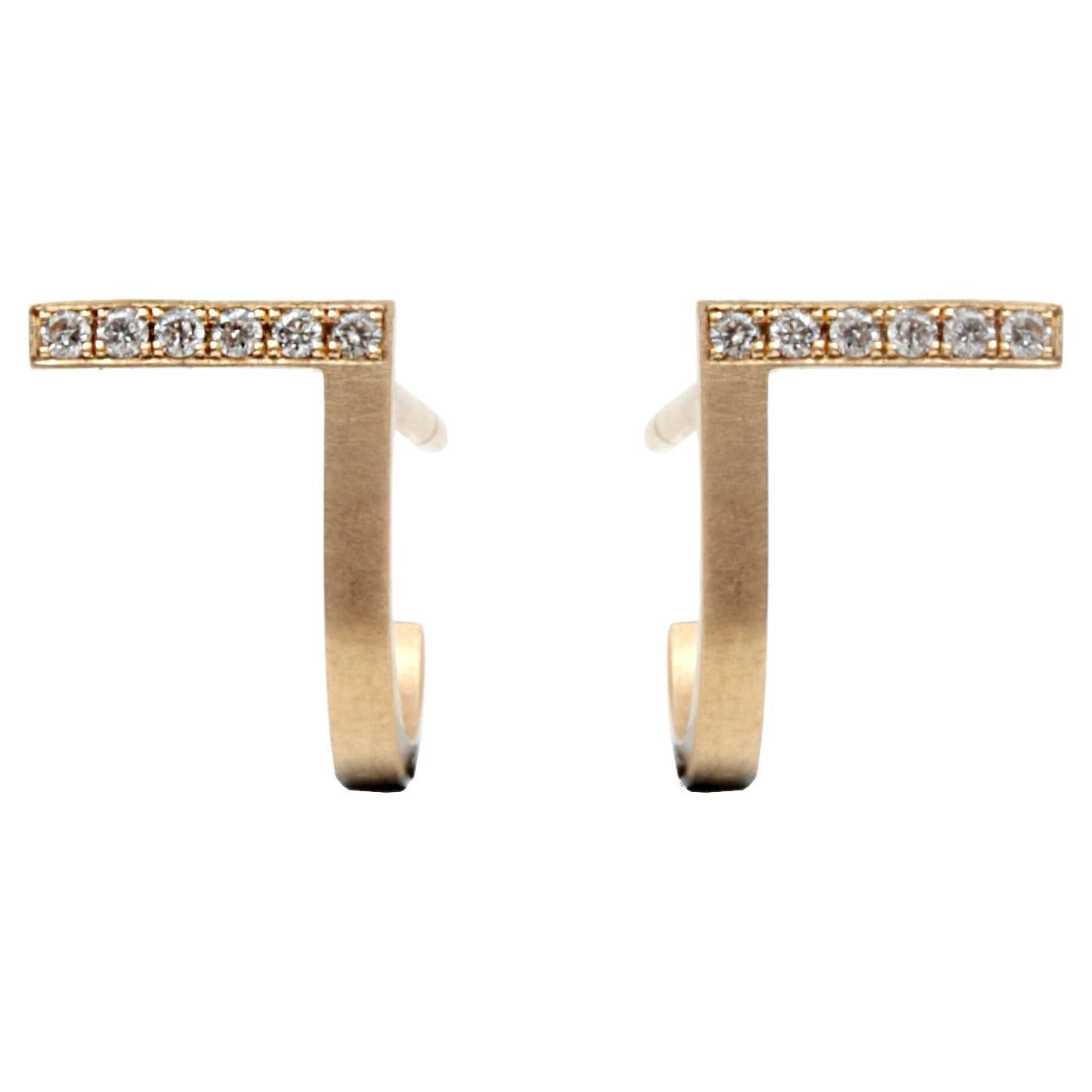 Diamant-Ohrringe aus 18 Karat Gelbgold Curve im Angebot