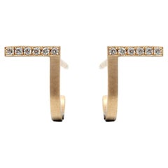 Diamond 18-Karat Yellow Gold Curve Earrings