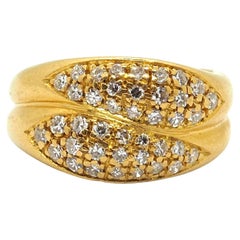 Diamond 18 Karat Yellow Gold Double Done Ring