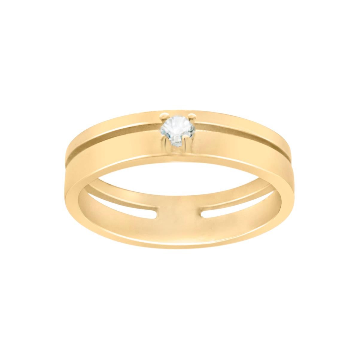 Artisan Diamond 18 Karat Yellow Gold Double Line Ring  For Sale