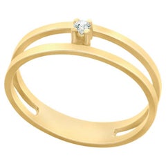 Diamond 18 Karat Yellow Gold Double Line Ring 