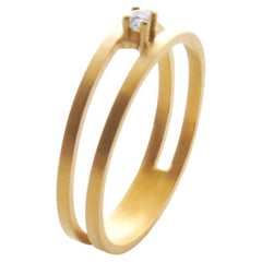 Used Diamond 18 Karat Yellow Gold Double Line Ring, US6.75